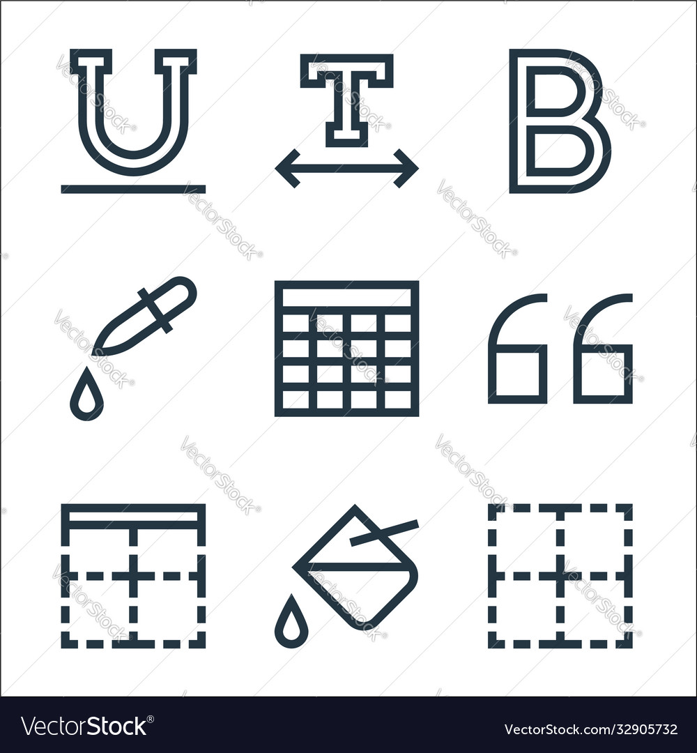 Text editor line icons linear set quality vector image Text editor line icons linear set quality
