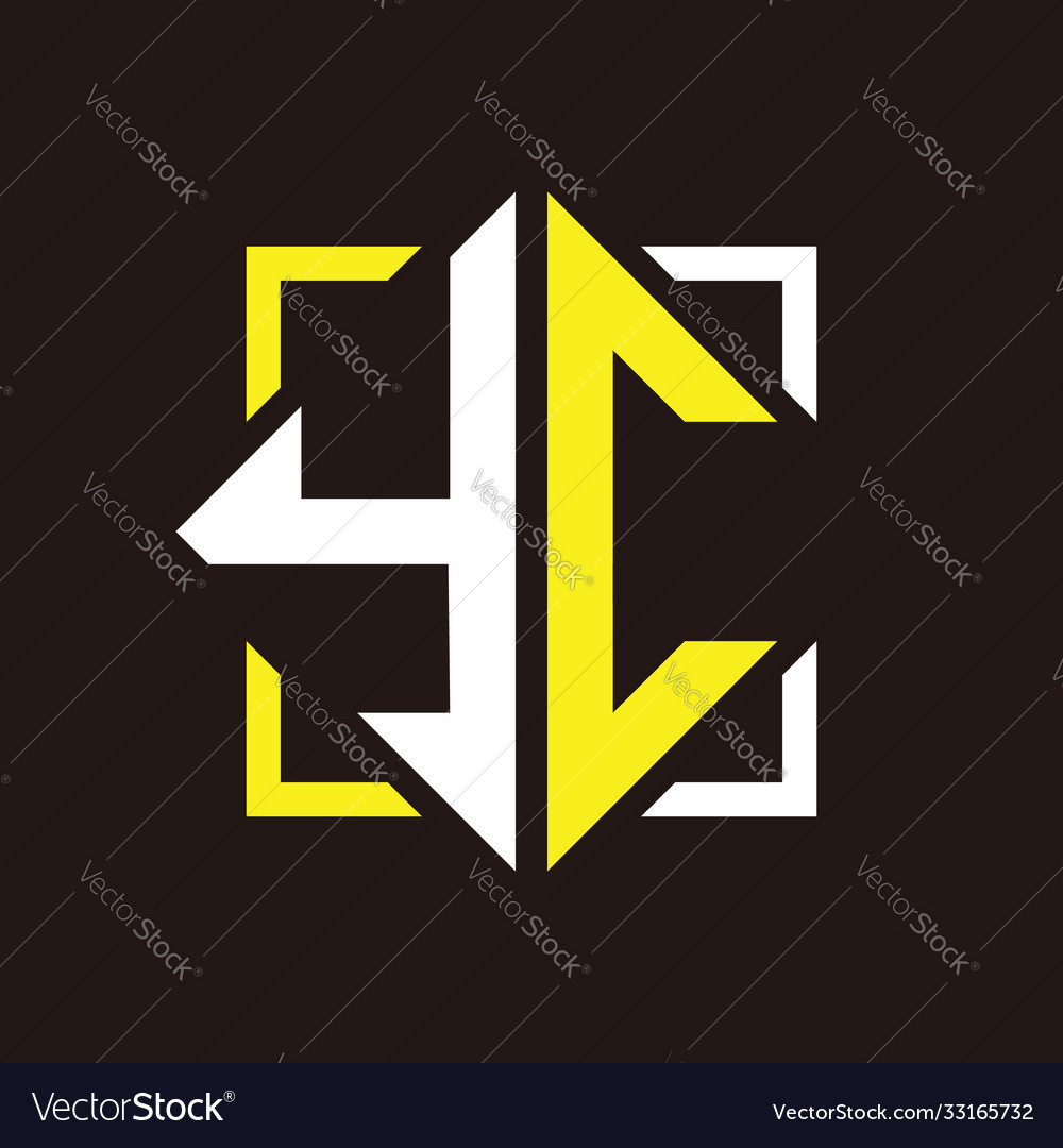 Y c initials quadrangle monogram with square
