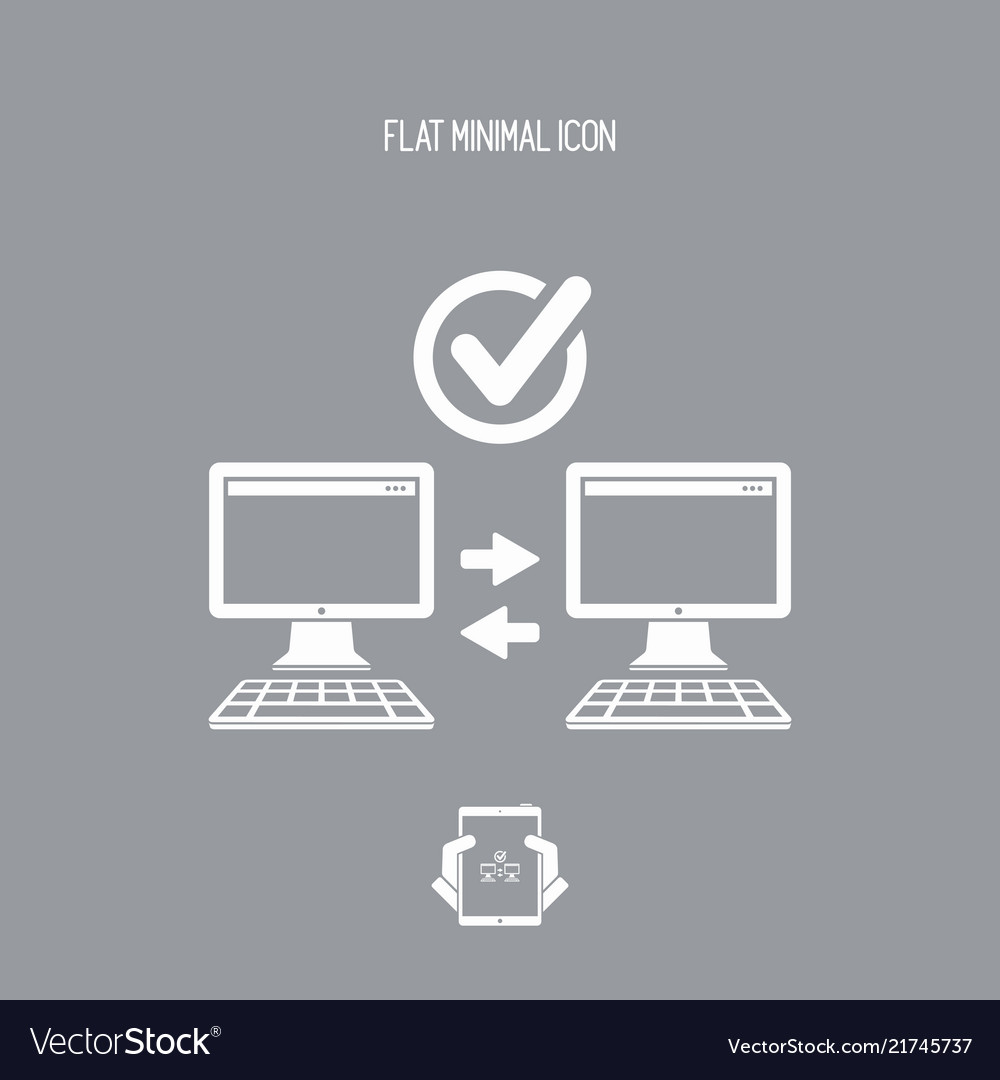 Check computer transfer - flat minimal icon vector image Check computer transfer - flat minimal icon