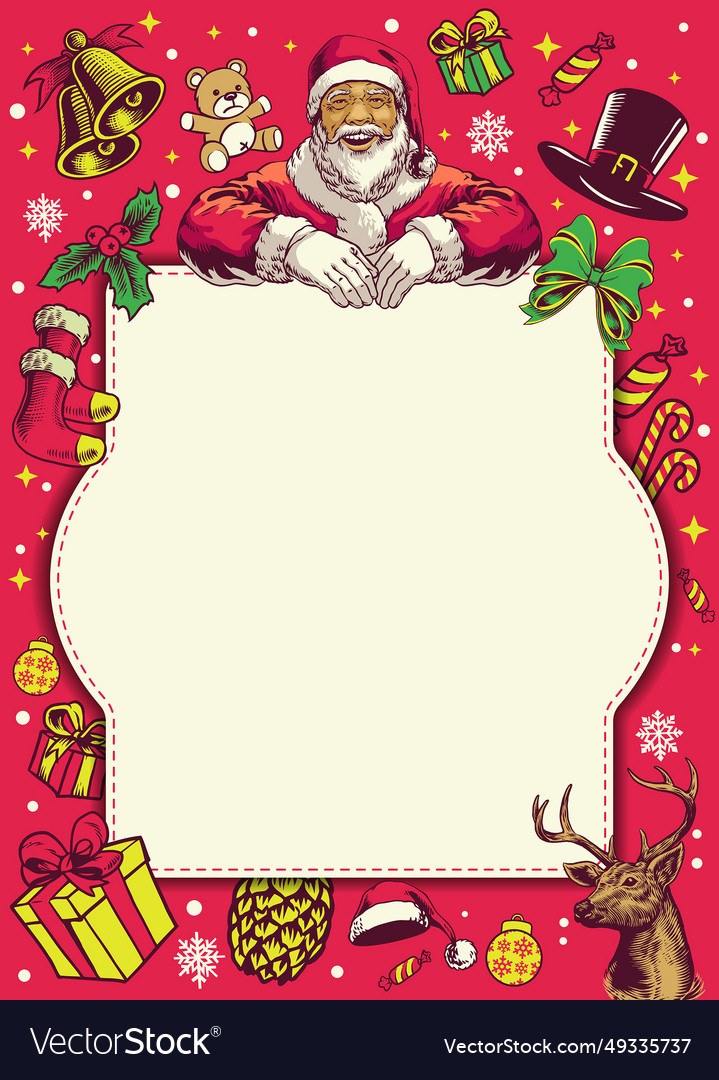 Christmas frame border with santa and other object