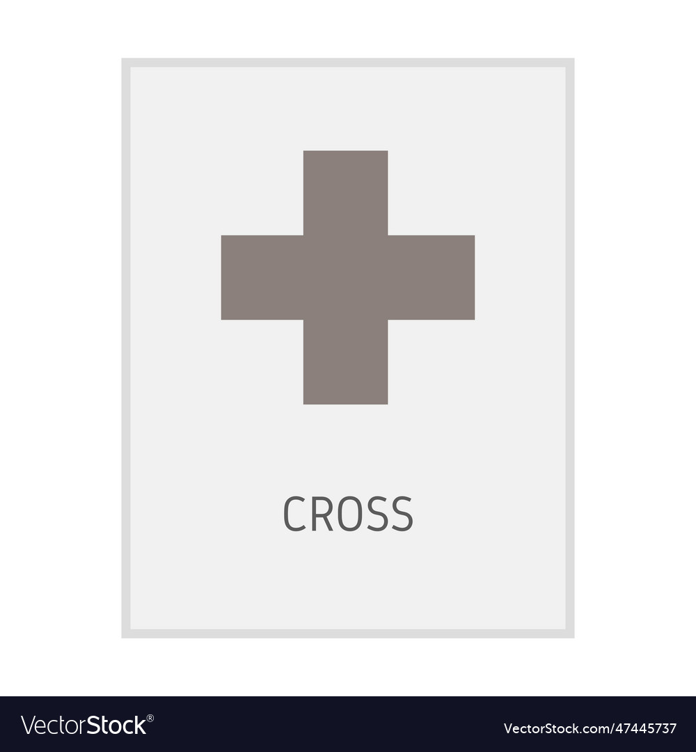 Cross geometric shape flash card element symbol Vector Image Cross geometric shape flash card element symbol
