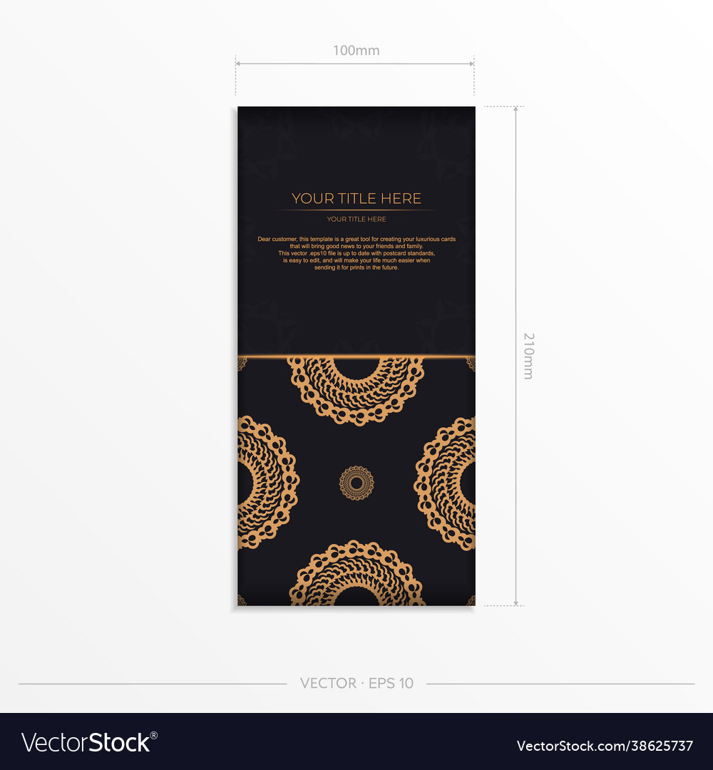 Dark black gold postcard template with white Vector Image