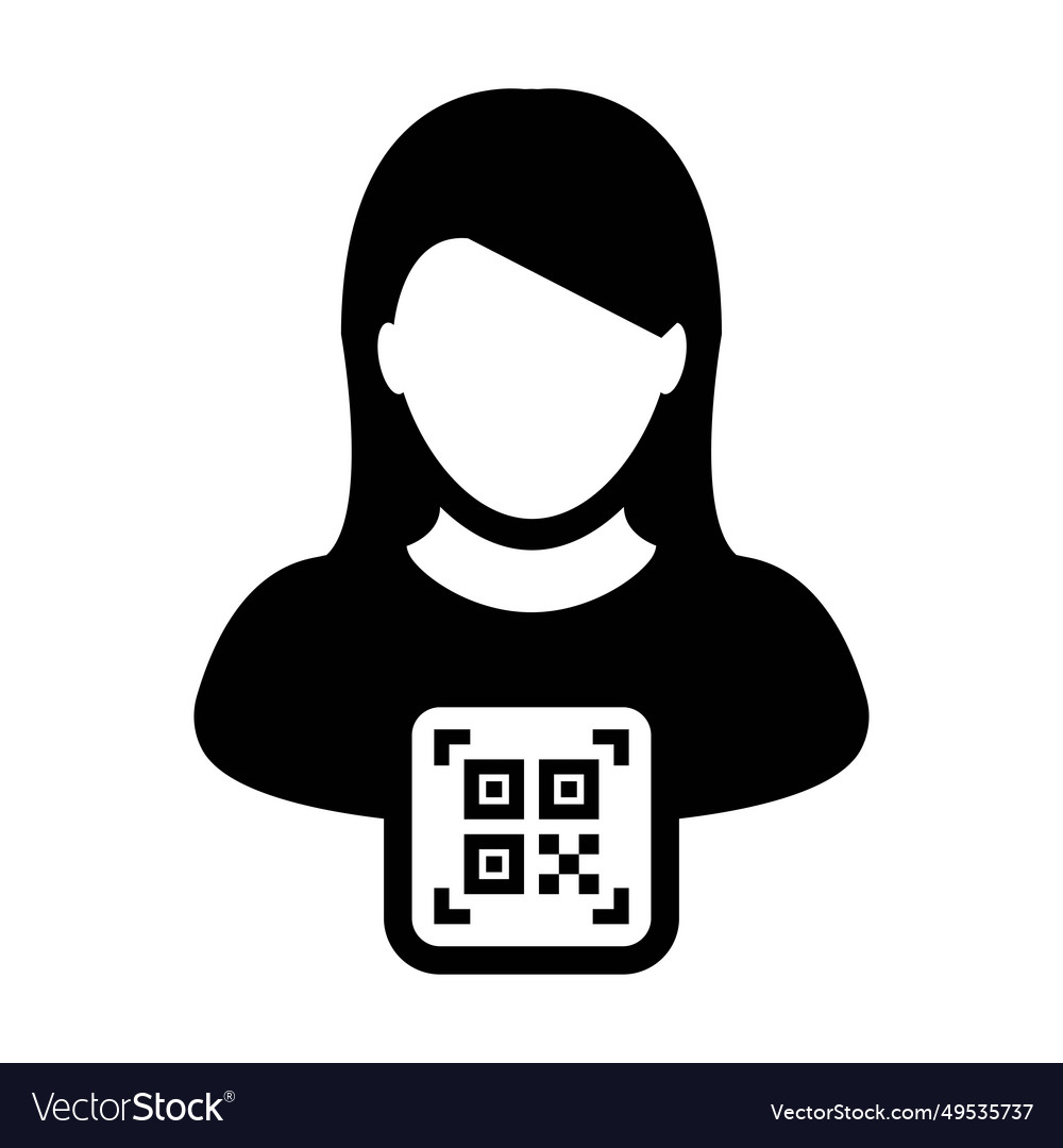 Digital id icon avatar with qr code for biometric vector image Digital id icon avatar with qr code for biometric