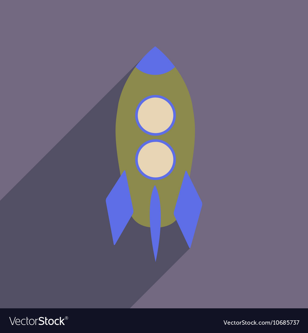 Flat web icon with long shadow rocket