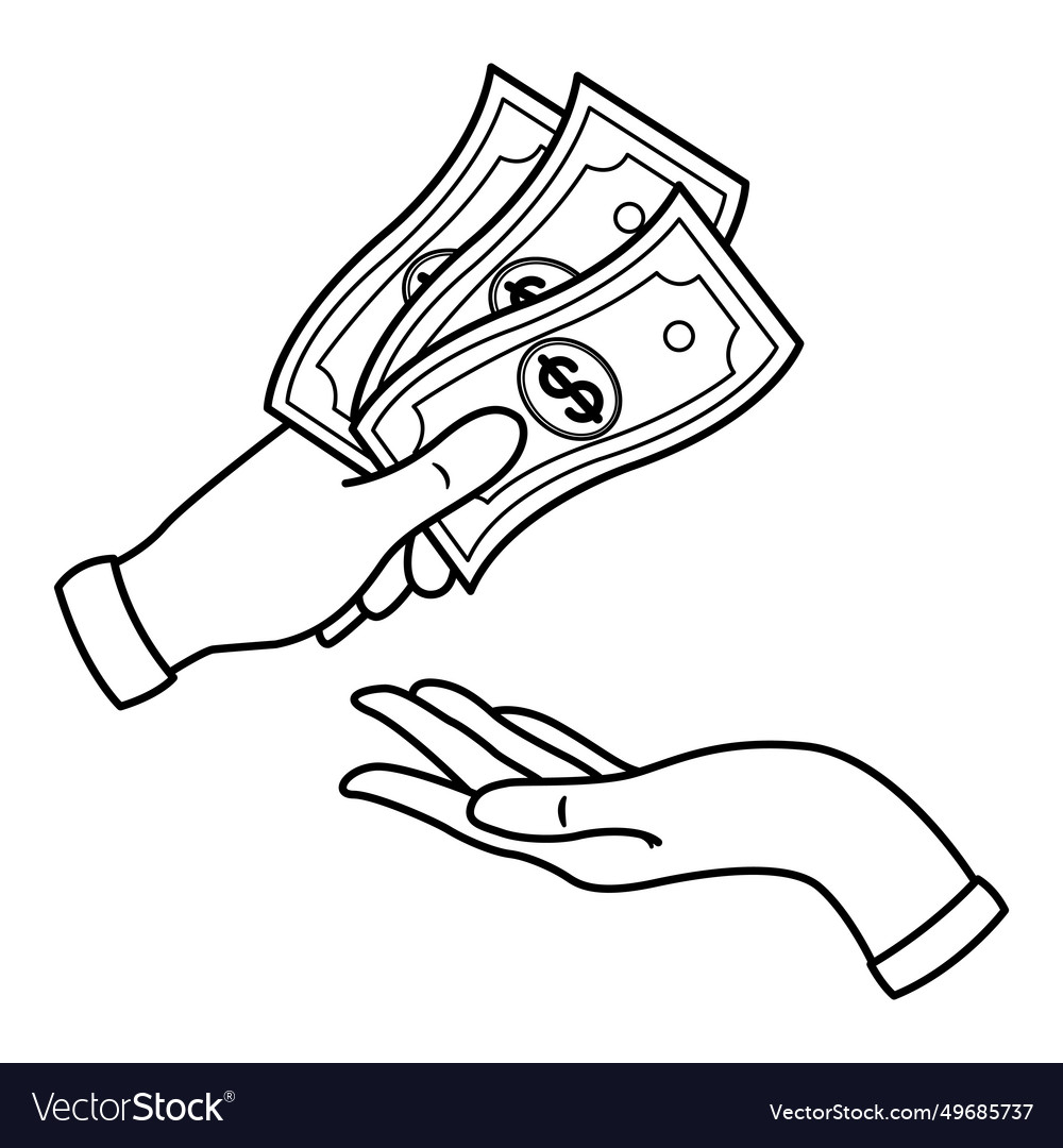 Human Hand Gives Money To Another Royalty Free Vector Image