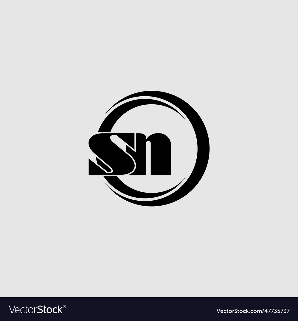 Letters sn simple circle linked line logo Vector Image