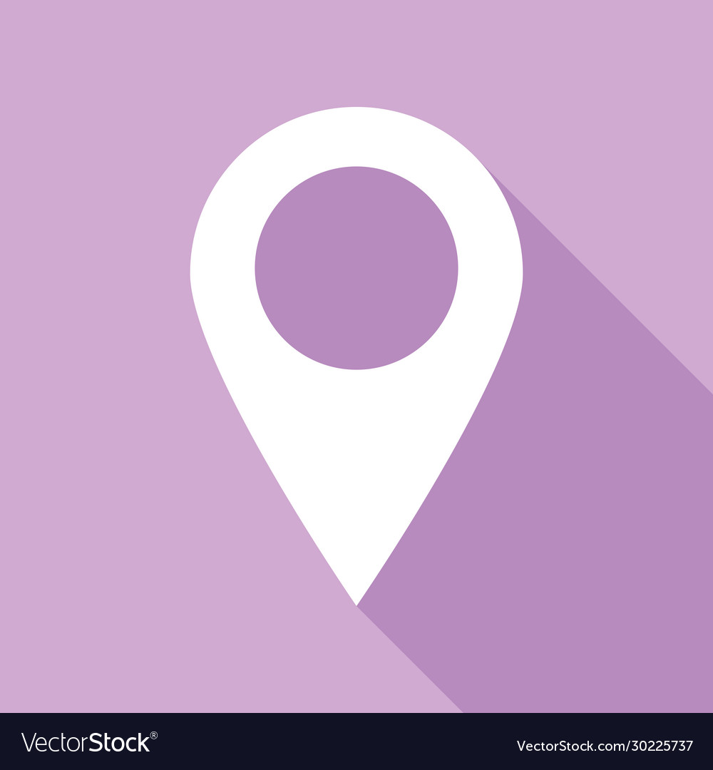 Mark pointer sign white icon with long shadow vector image Mark pointer sign white icon with long shadow
