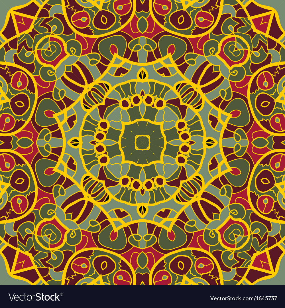 Ornamental round seamless pattern with many