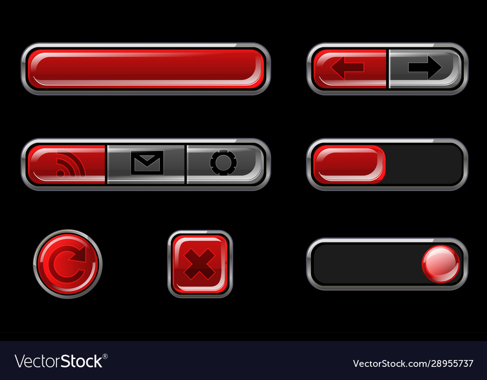 Red glossy buttons with return cross icons vector image Red glossy buttons with return cross icons