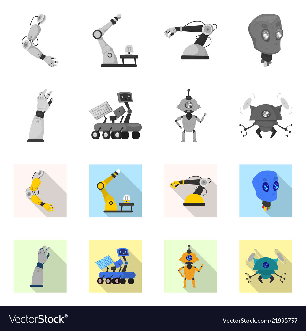 Robot and factory icon vector image Robot and factory icon