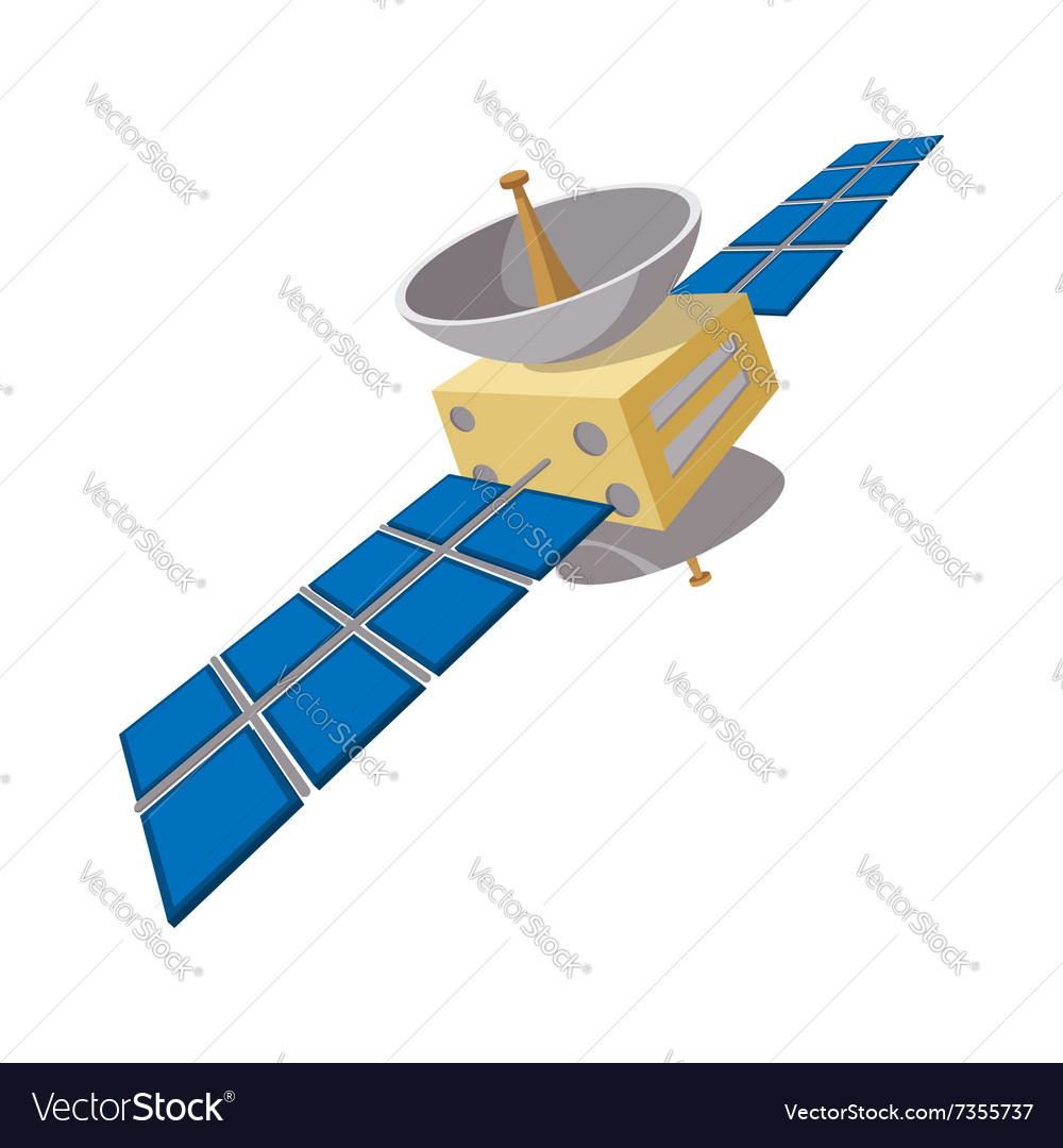 Satellite communications cartoon icon Royalty Free Vector