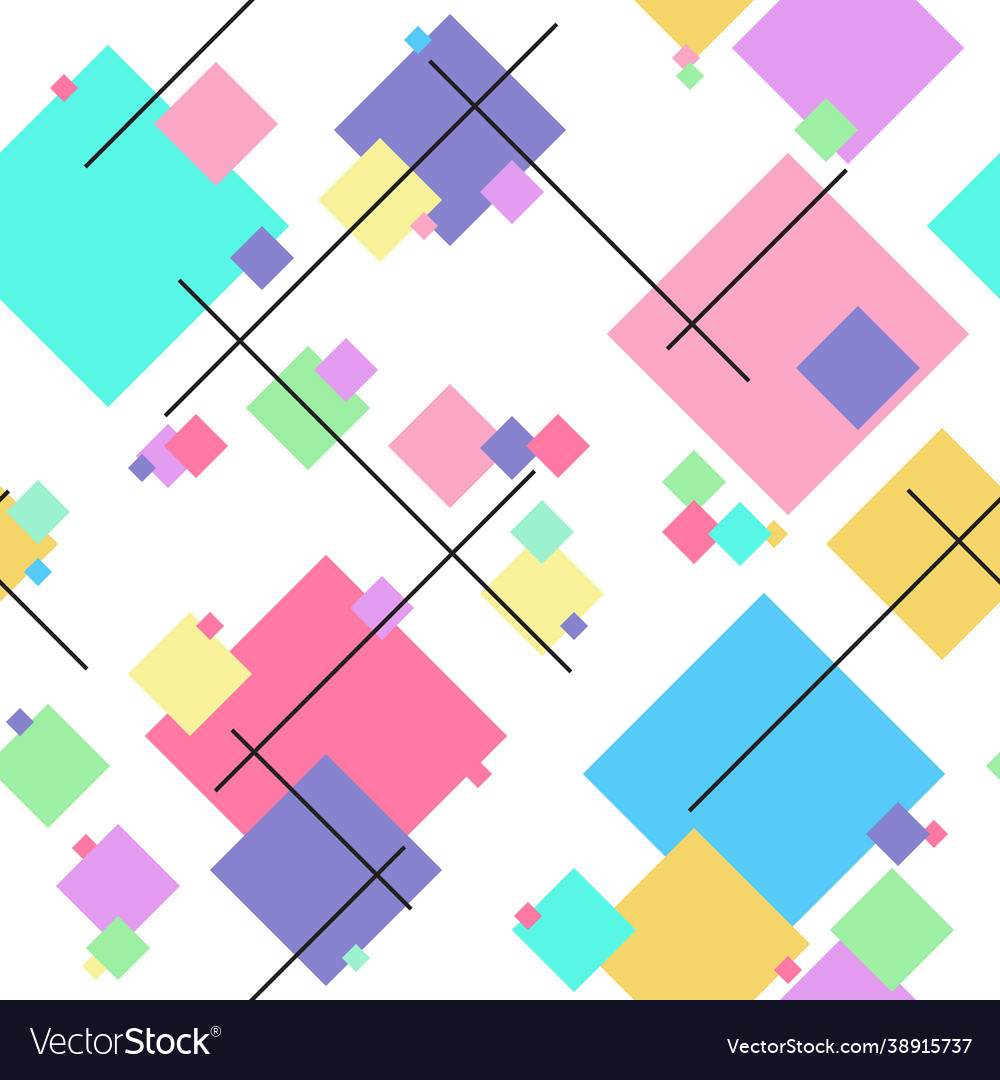 Seamless geometric pattern with squares and lines vector image Seamless geometric pattern with squares and lines