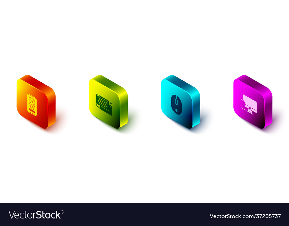 Set isometric ui or ux design computer mouse