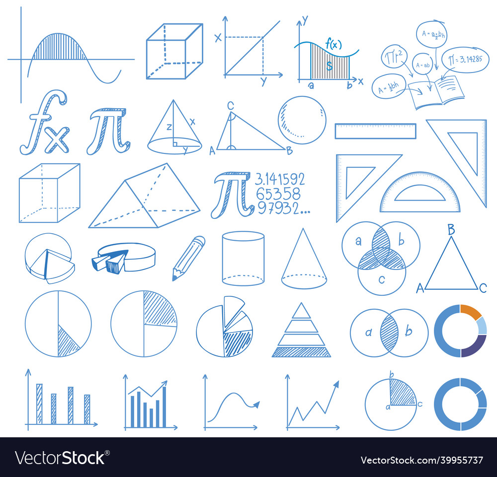 Set of math sign and graph Royalty Free Vector Image