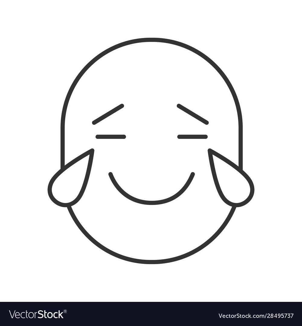 Smile with tears joy linear icon Royalty Free Vector Image