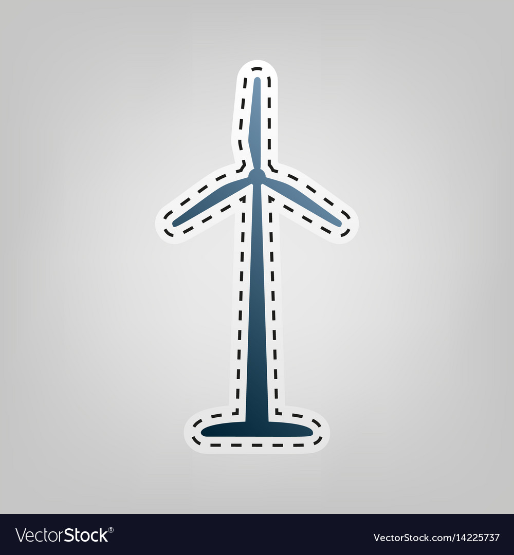 Wind turbine logo or sign blue icon with Vector Image
