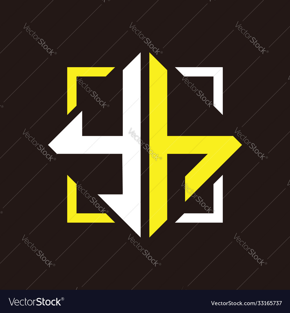 Y h initials quadrangle monogram with square Vector Image Y h initials quadrangle monogram with square