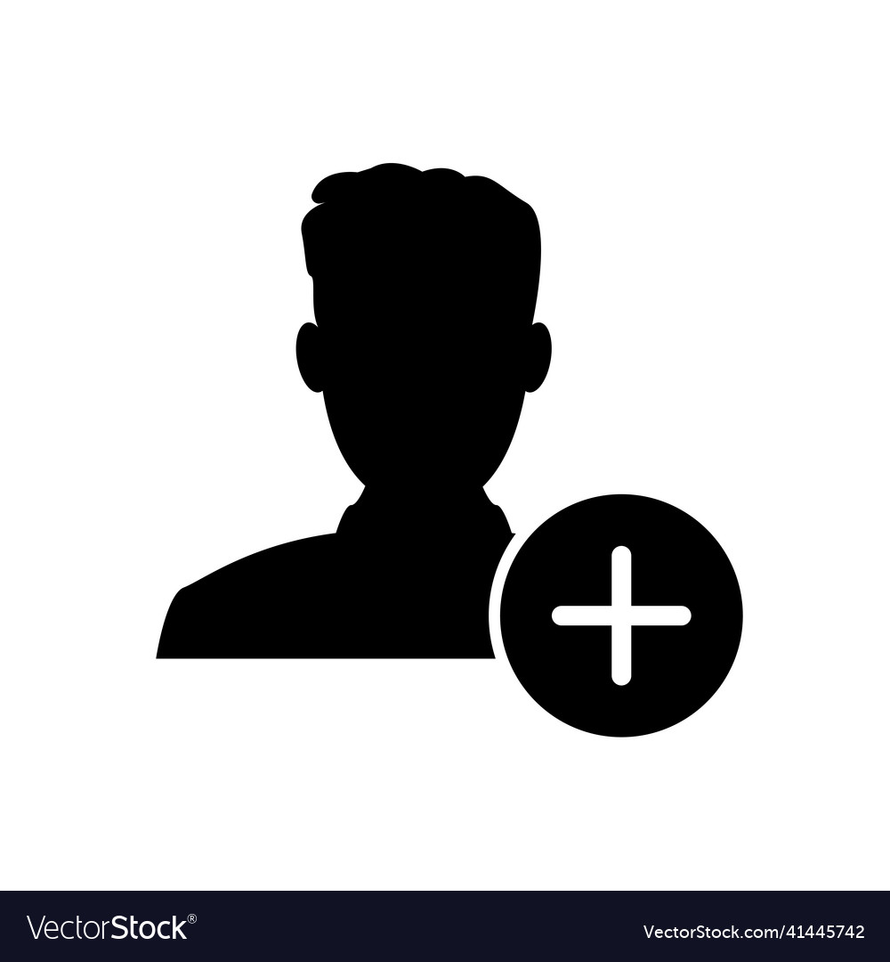 Add new user icon in flat style isolated on white vector image Add new user icon in flat style isolated on white