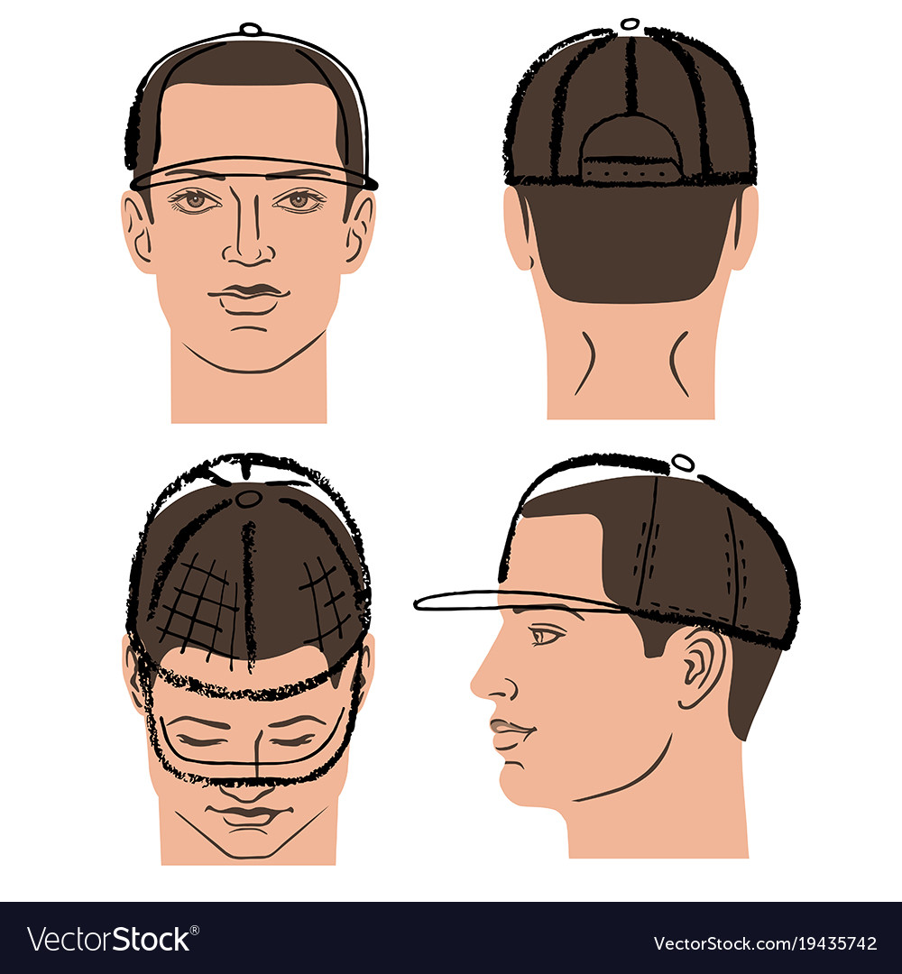 How to draw a store baseball cap on a head