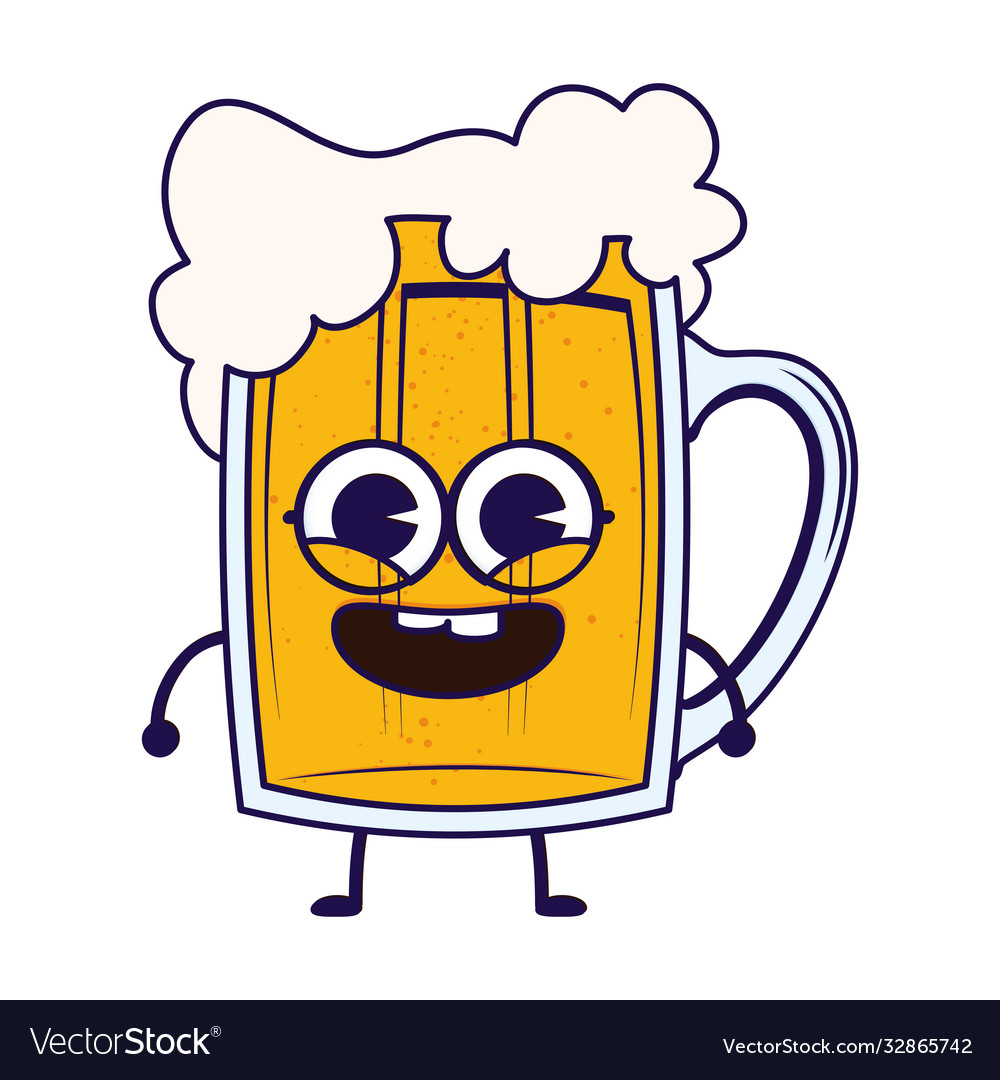 Beer drink beverage kawaii character Royalty Free Vector