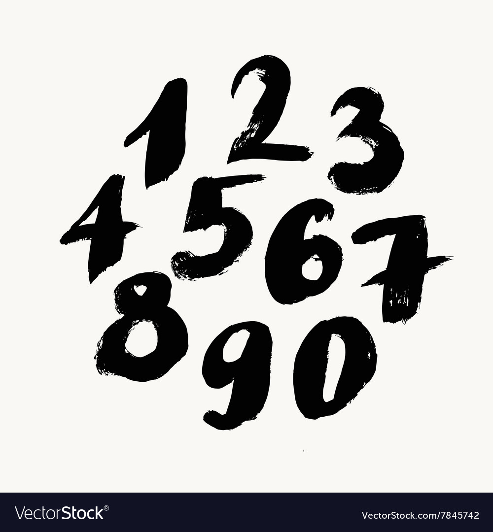 Black brush painted numbers Royalty Free Vector Image