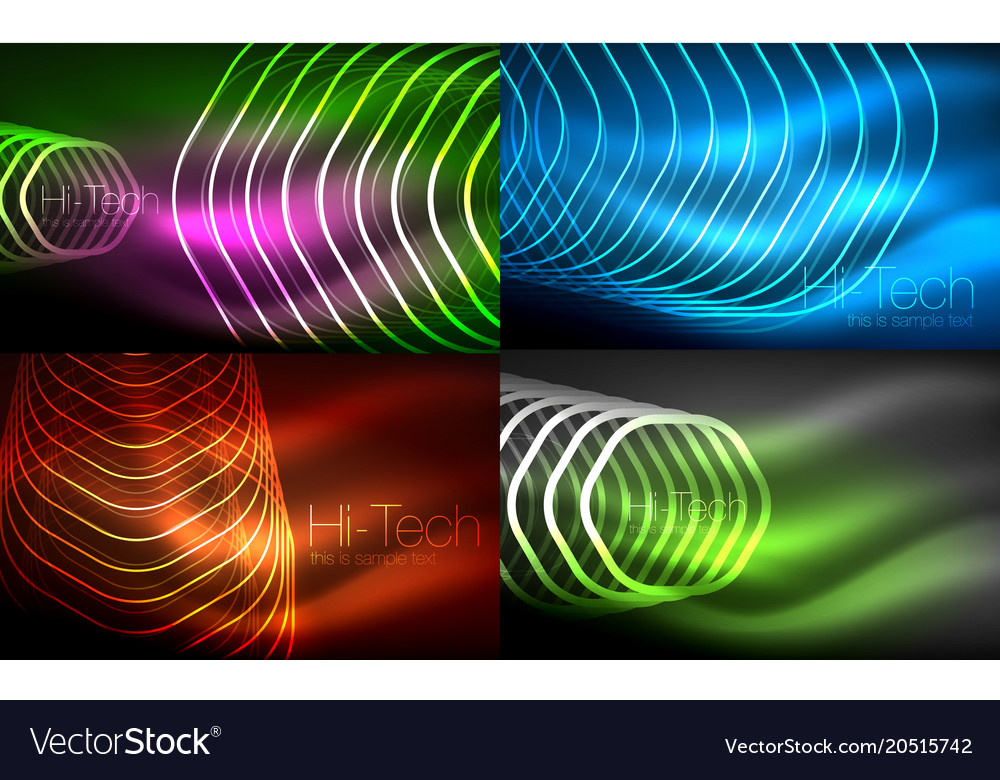 Collection of abstract backgrounds glowing Vector Image