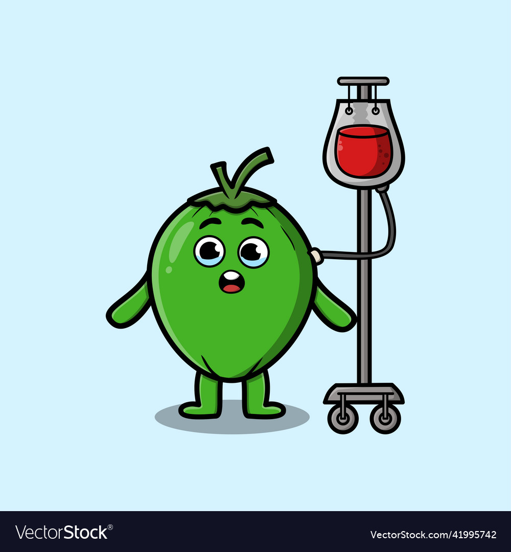 Cute cartoon of coconut having blood transfusion Vector Image