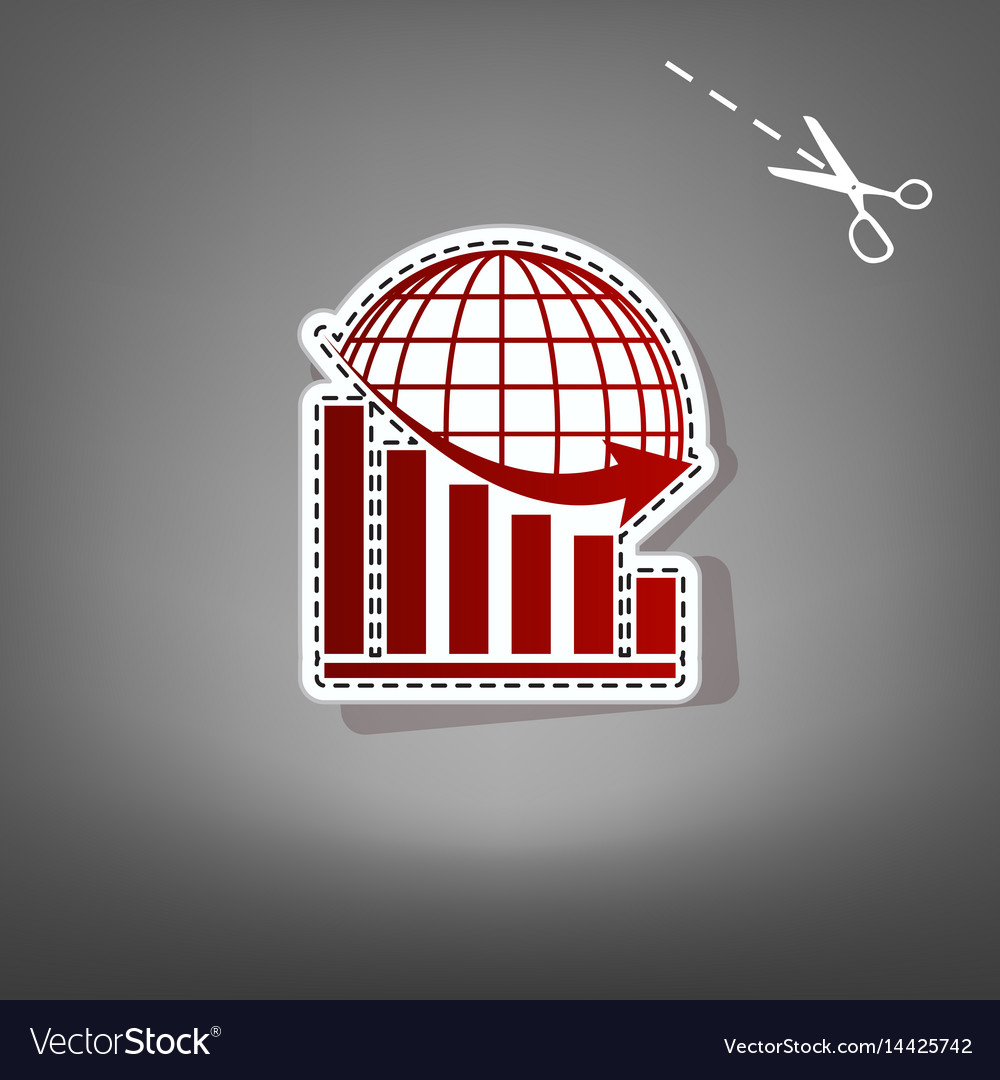 Declining graph with earth red icon