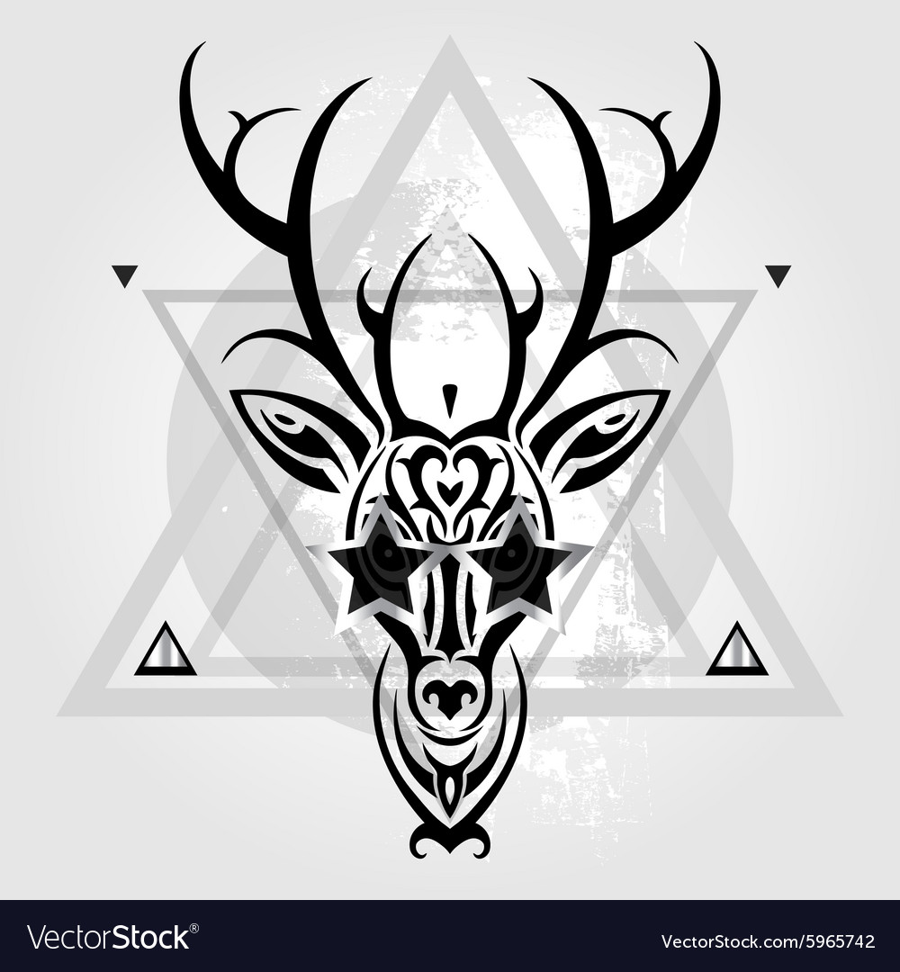 Deer head tribal pattern Royalty Free Vector Image