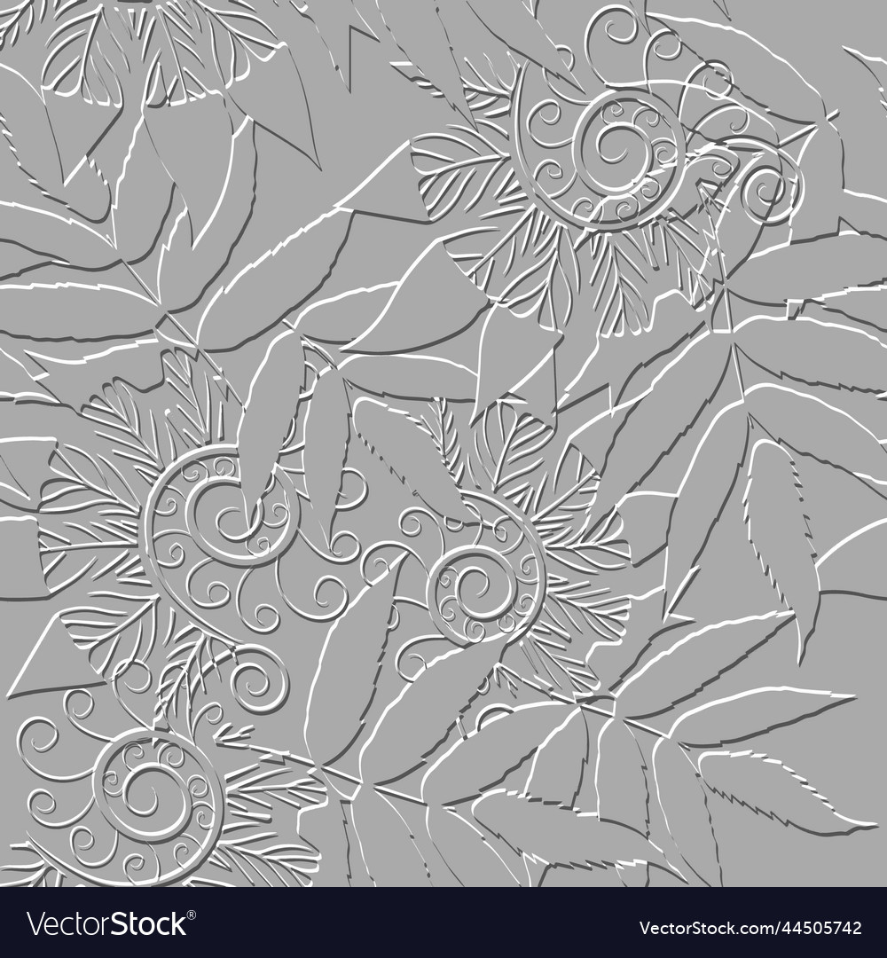 Emboss floral 3d seamless pattern embossed white Vector Image