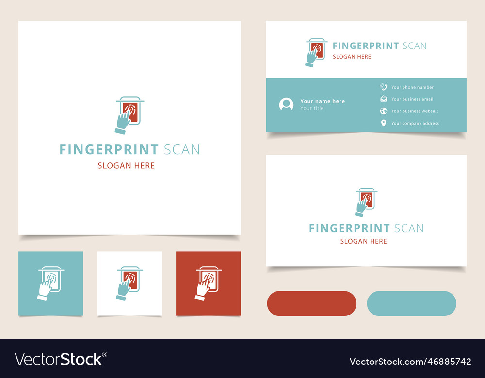 Fingerprint scan logo design with editable slogan Vector Image Fingerprint scan logo design with editable slogan