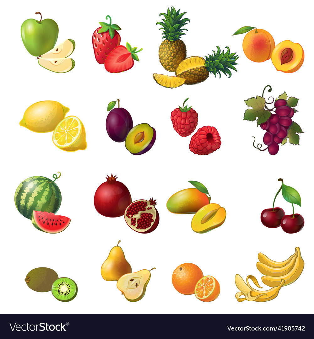 Fruits icon set Royalty Free Vector Image - VectorStock