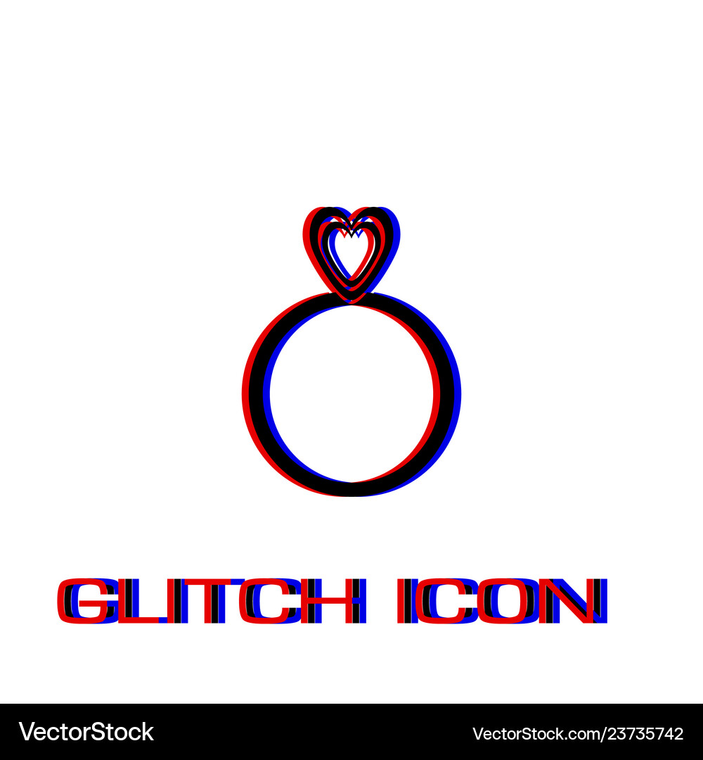 Heart ring icon flat Royalty Free Vector Image