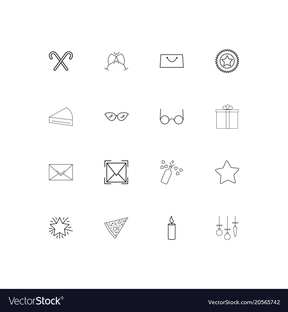 Holidays simple linear icons set outlined