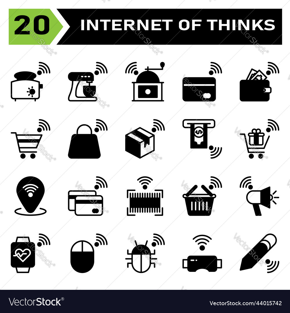 Internet of things icon set include toaster bread vector image Internet of things icon set include toaster bread