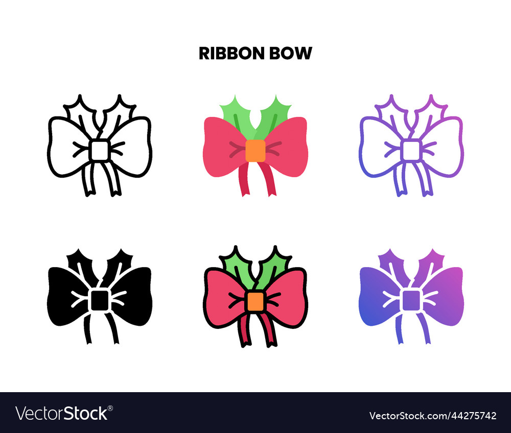 Ribbon bow icon with different style