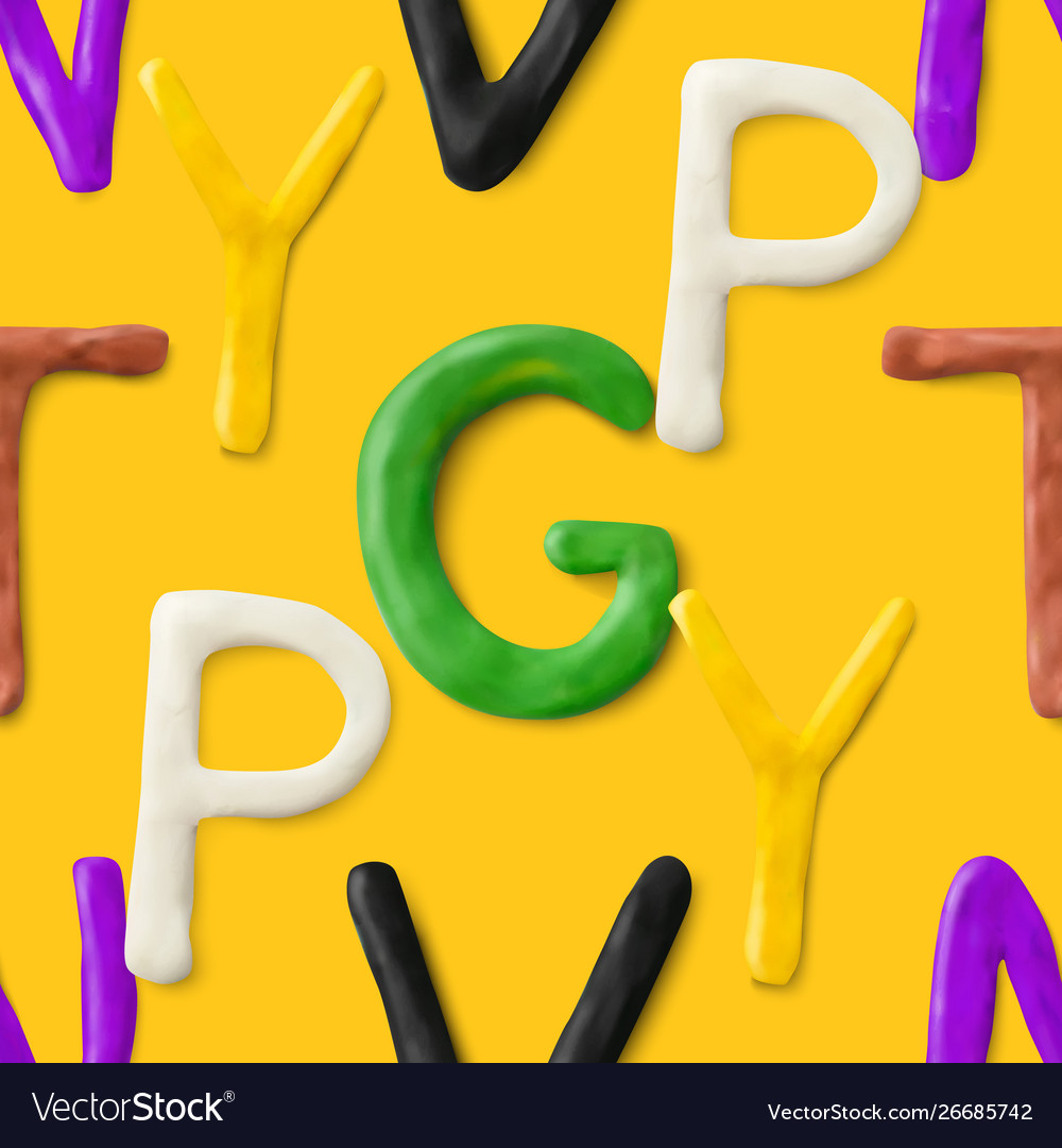 Seamless pattern with alphabet handmade modeling