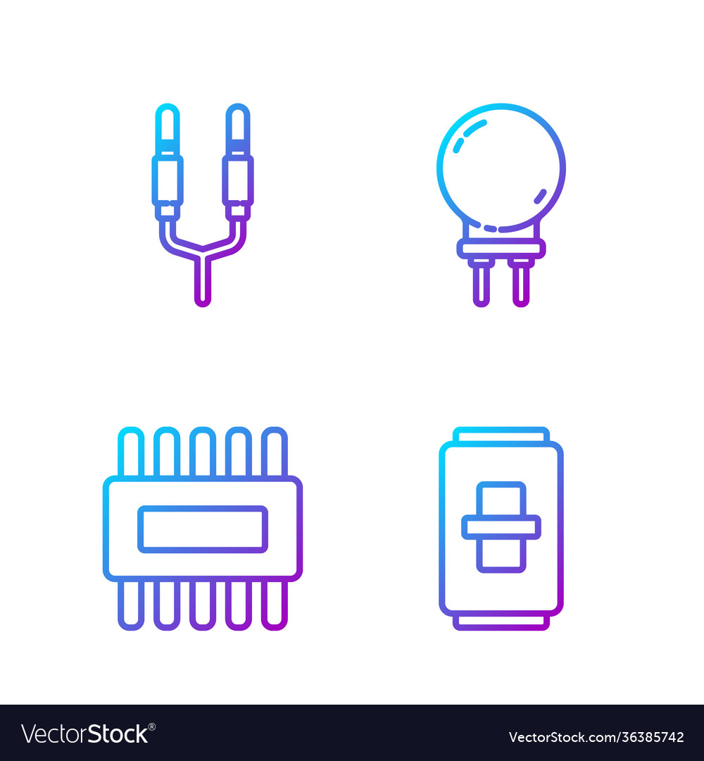 Set line electric light switch processor vector image Set line electric light switch processor