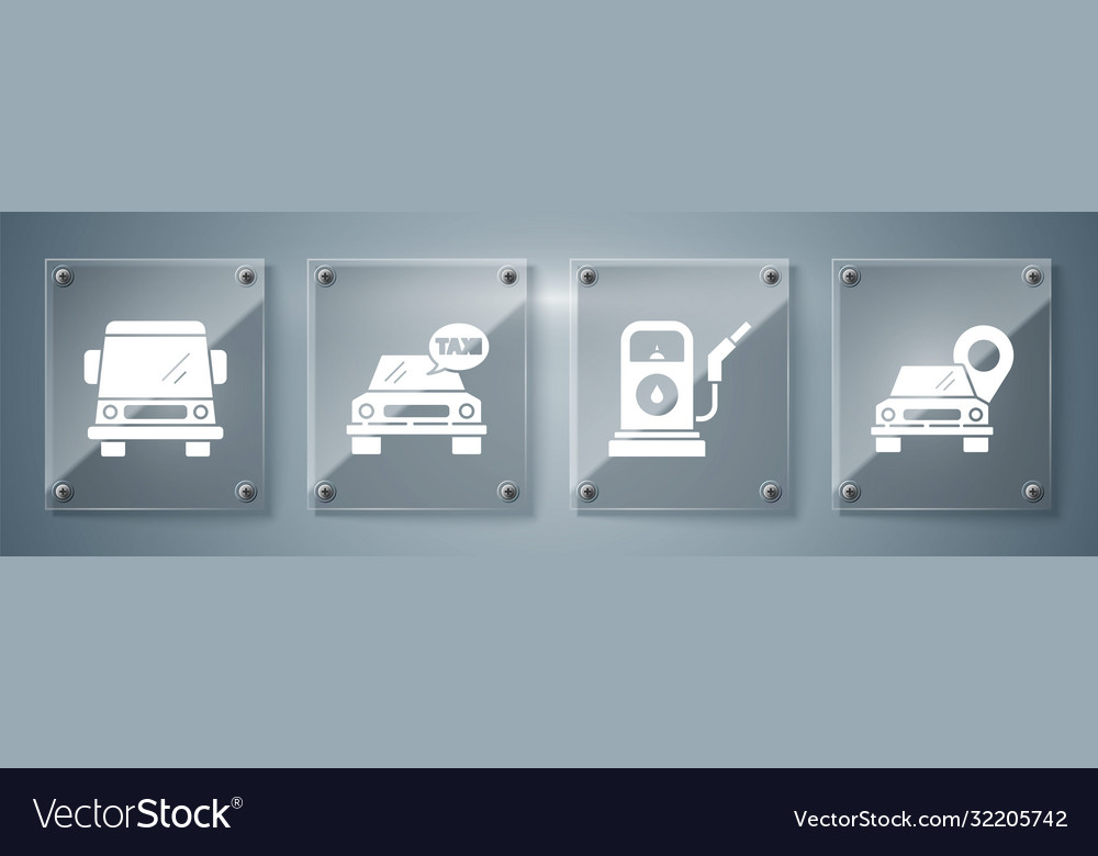 Set map pointer with taxi petrol or gas station vector image Set map pointer with taxi petrol or gas station