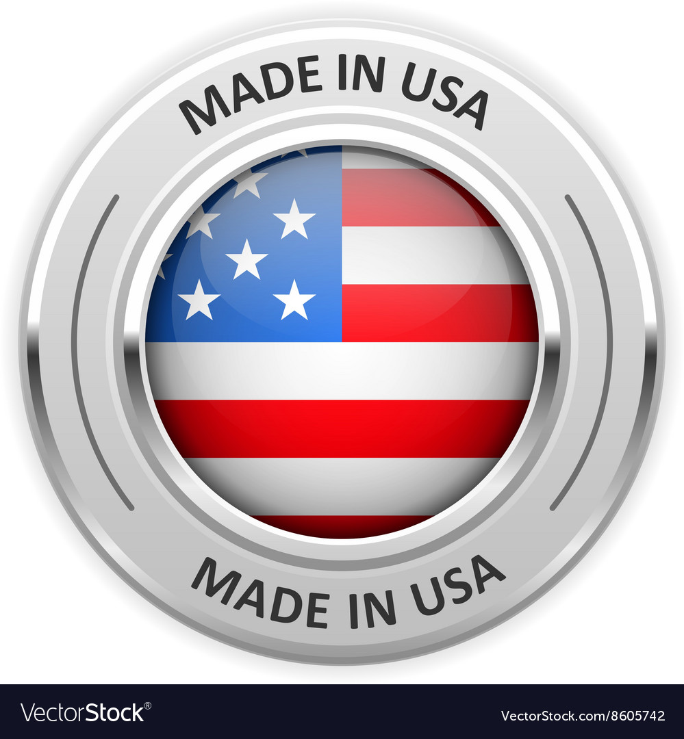 Silver medal made in usa with flag Royalty Free Vector Image