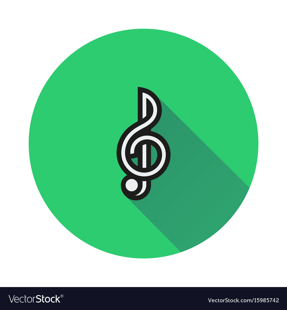 Treble clef icon on round background Royalty Free Vector