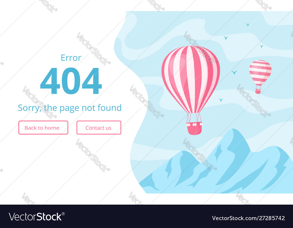Website interface template for 404 error message