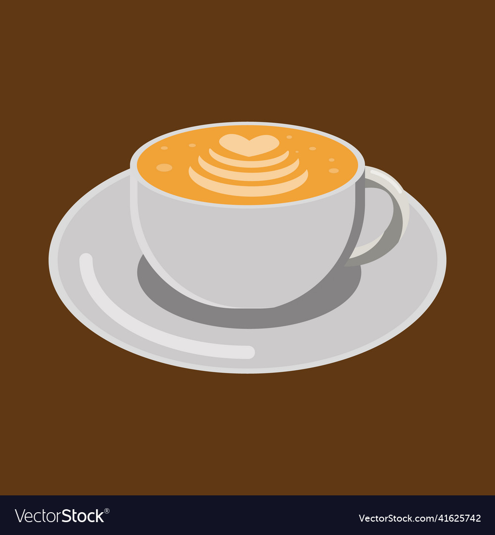 White cup of coffee latte love tulip Royalty Free Vector