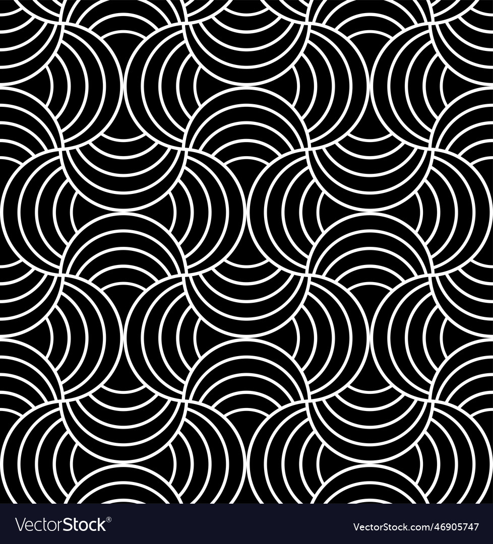 Black and white circle waves geometric pattern Vector Image