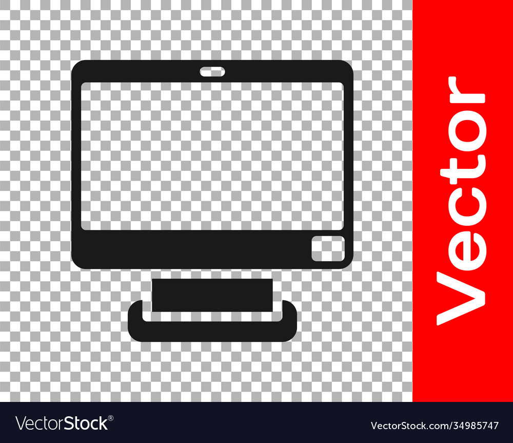 Black computer monitor screen icon isolated vector image Black computer monitor screen icon isolated