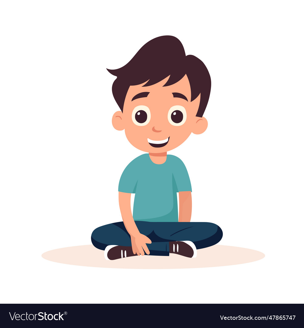 Cute boy sitting Royalty Free Vector Image - VectorStock