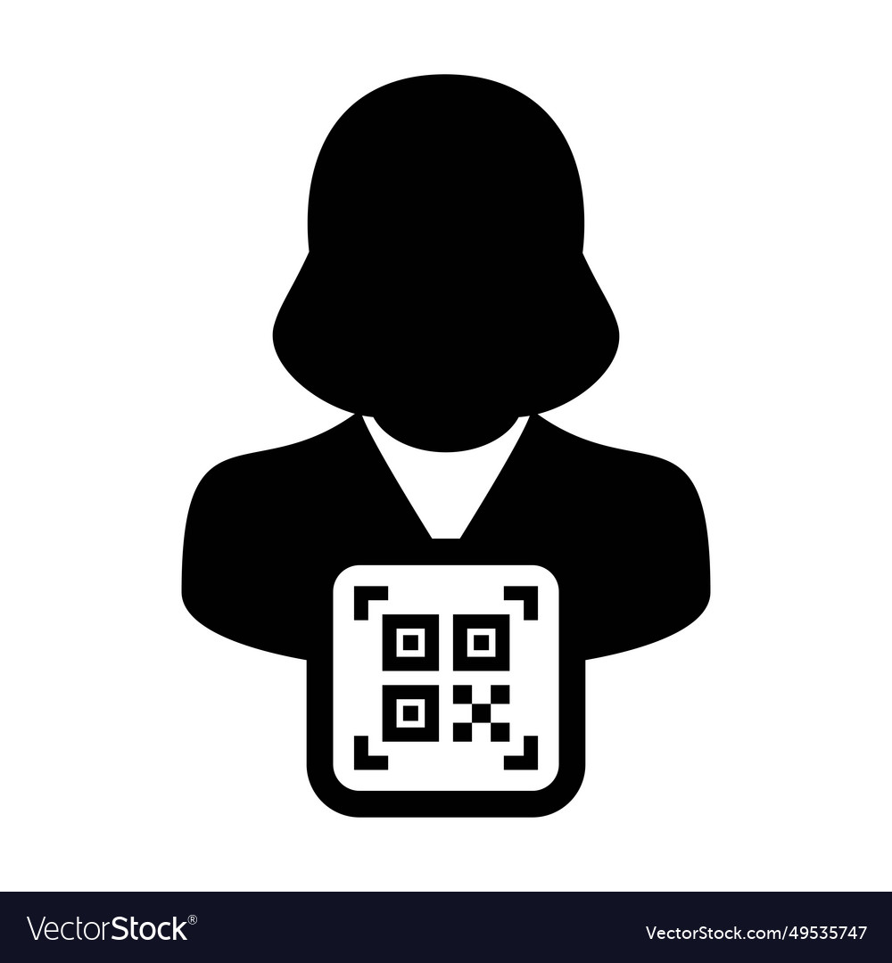 Digital id icon avatar with qr code for biometric vector image Digital id icon avatar with qr code for biometric