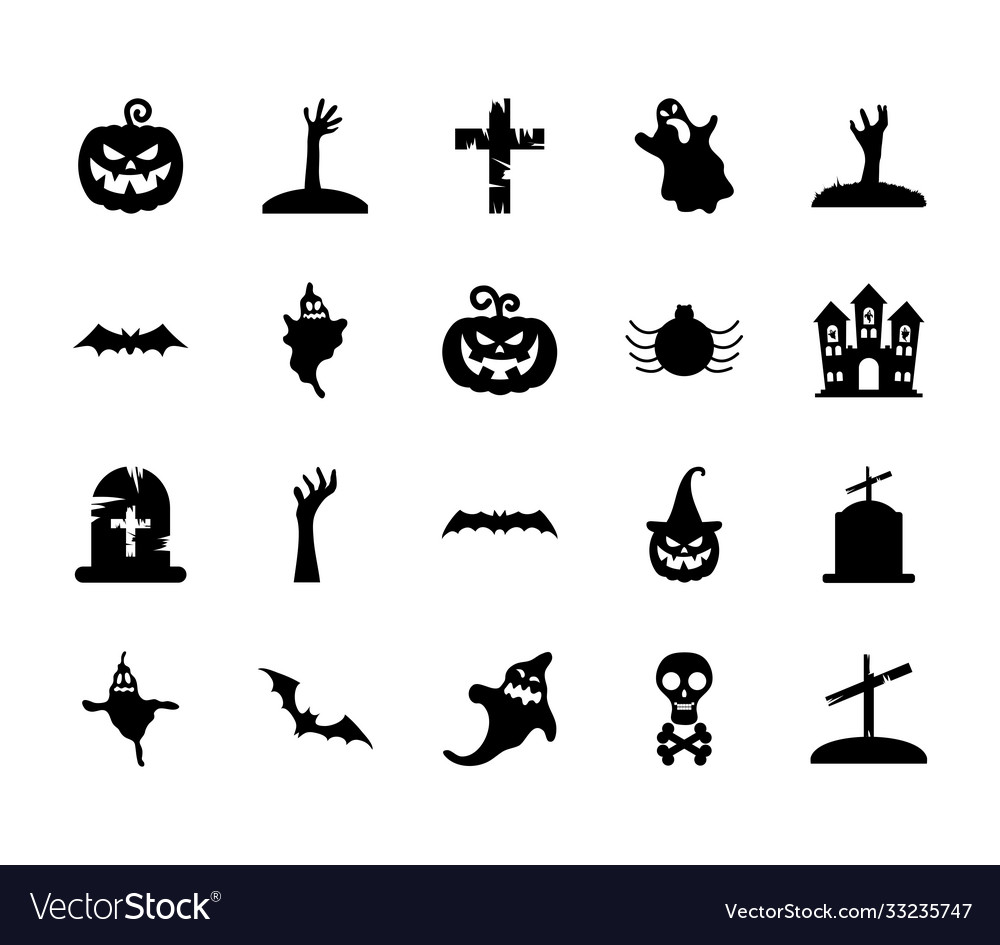 Ghosts and halloween icon set silhouette style Vector Image