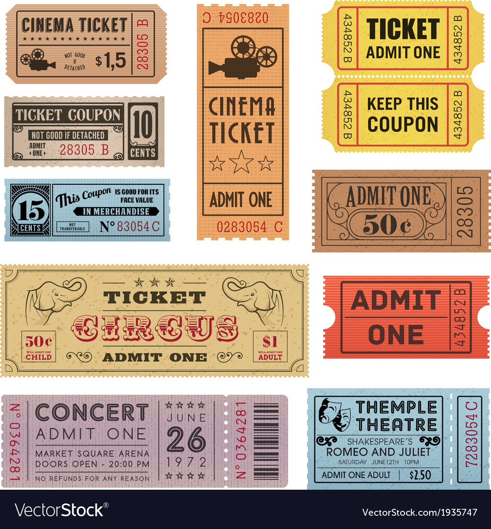 Grunge ticket set 1 Royalty Free Vector Image - VectorStock