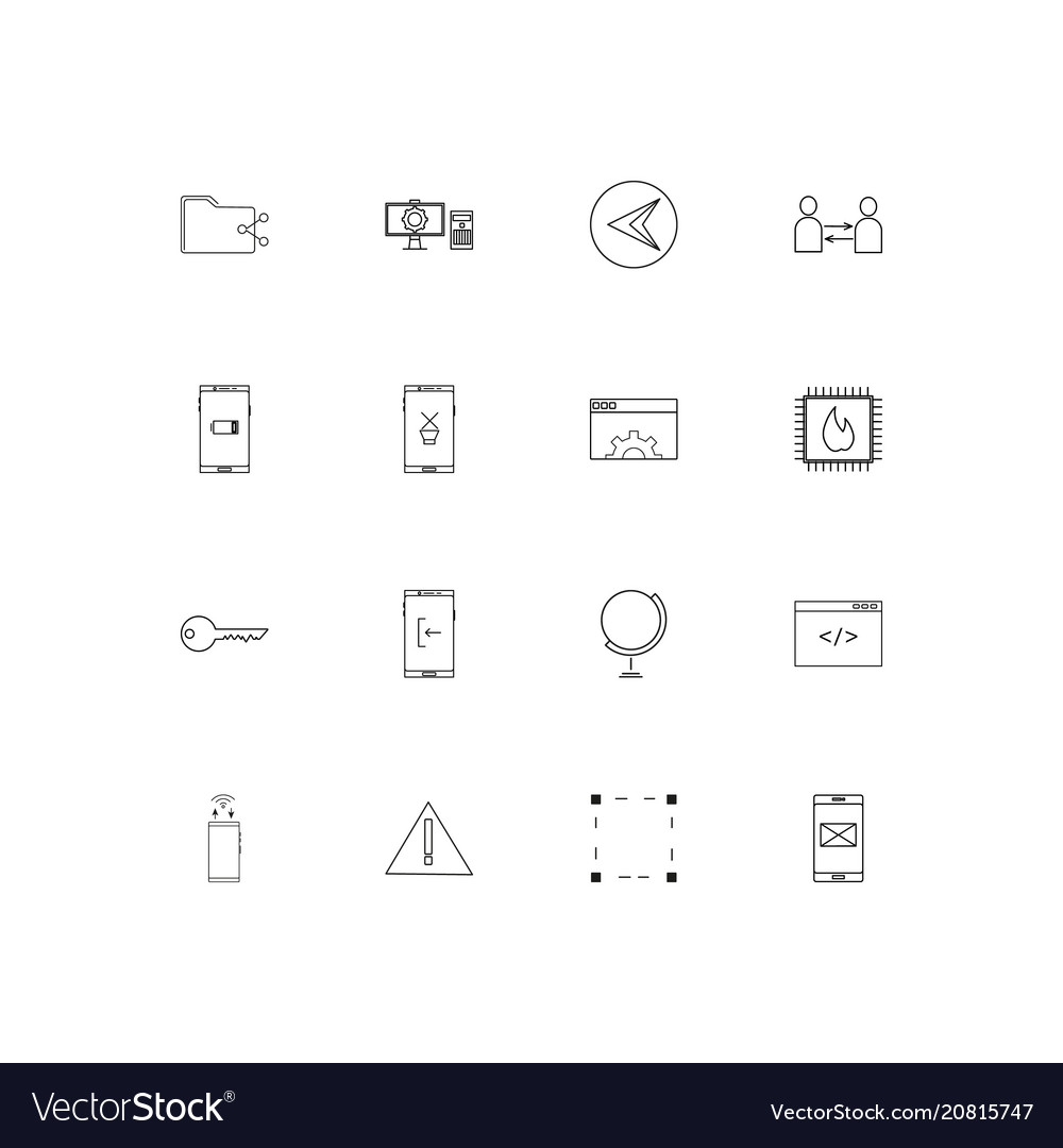 Internet technologies linear thin icons set